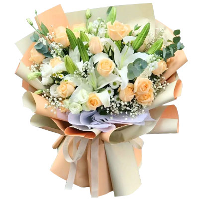 三亚19朵香槟玫瑰百合，你是我的真爱