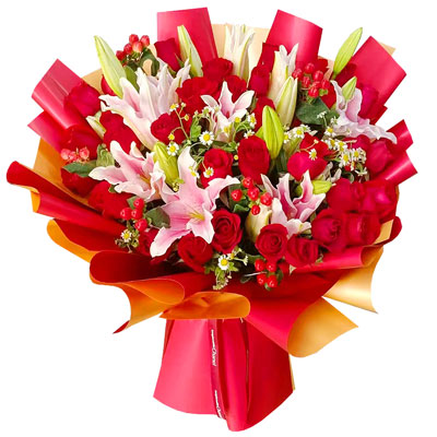 三亚33朵红玫瑰百合，心灵的火花